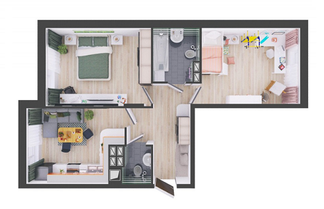 2-комнатная 60.2 м² в ЖД №1 от 16 000 грн/м², г. Борисполь