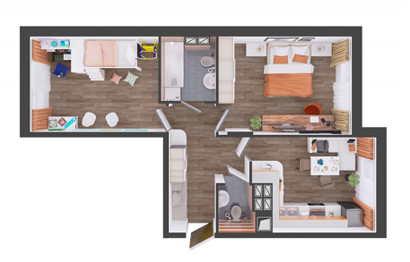 2-комнатная 60.1 м² в ЖД №1 от 16 000 грн/м², г. Борисполь