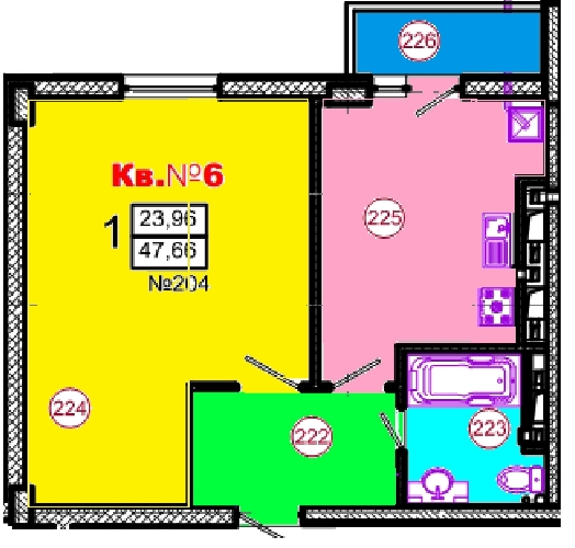 1-комнатная 47.66 м² в ЖК Авангард от 14 550 грн/м², пгт Авангард