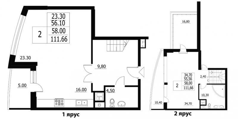 2-кімнатна 111 м² в ЖК Адмірал від забудовника, Київ