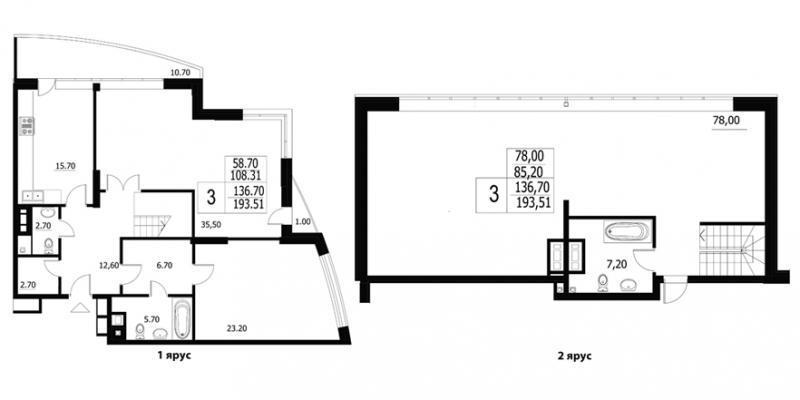 3-комнатная 193 м² в ЖК Адмирал от 22 000 грн/м², Киев