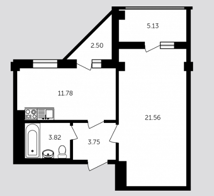 1-кімнатна 46.79 м² в ЖК Адмірал Сенявін від 16 090 грн/м², Херсон