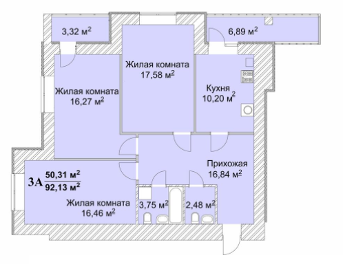 3-кімнатна 92.13 м² в ЖК Олександрівський від забудовника, Харків