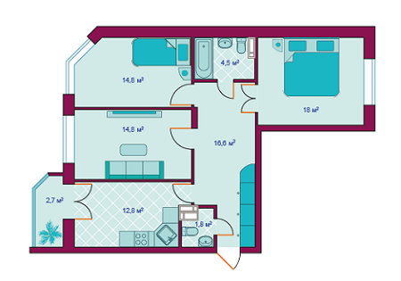 3-кімнатна 86.2 м² в ЖК Алфавіт від 8 000 грн/м², м. Ірпінь