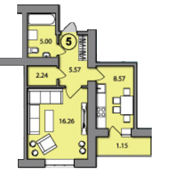 1-кімнатна 38.39 м² в ЖК Пурпурові вітрила від забудовника, м. Буча
