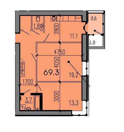 2-комнатная 69.3 м² в ЖК Алые Паруса от 11 900 грн/м², Днепр