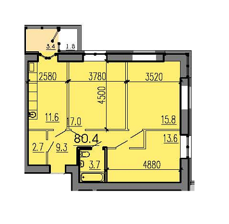 3-кімнатна 80.4 м² в ЖК Пурпурові Вітрила від 12 500 грн/м², Дніпро