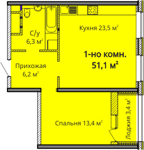 1-кімнатна 51.1 м² в ЖК Альтаїр 3 від 30 650 грн/м², Одеса