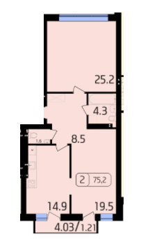 2-кімнатна 75.2 м² в ЖК Паркове від забудовника, Львів