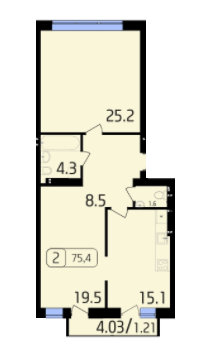 2-кімнатна 75.4 м² в ЖК Паркове від забудовника, Львів