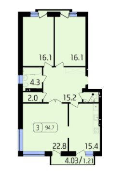 3-кімнатна 94.7 м² в ЖК Паркове від забудовника, Львів