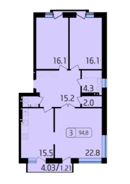 3-комнатная 94.8 м² в ЖК Паркове от застройщика, Львов