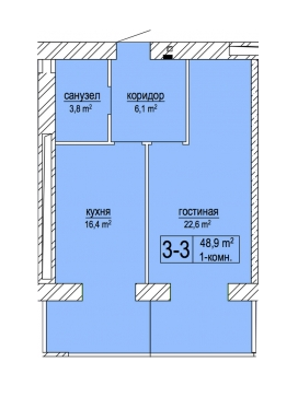 1-кімнатна 48.9 м² в ЖК Атмосфера від забудовника, Дніпро