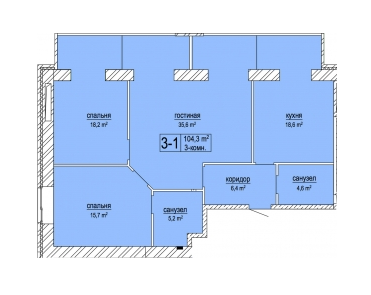 3-комнатная 104.3 м² в ЖК Атмосфера от 18 770 грн/м², Днепр