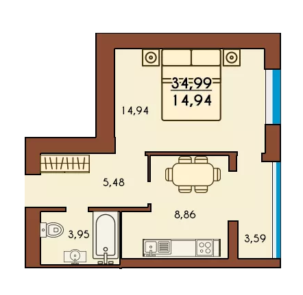 1-кімнатна 34.99 м² в ЖК Lemongrass від 12 510 грн/м², м. Ірпінь