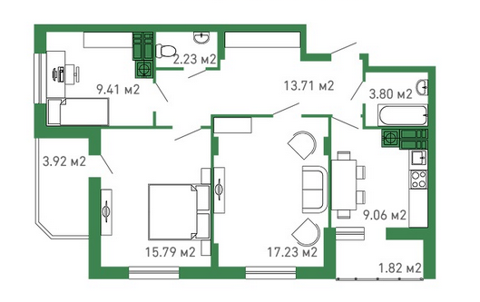 3-кімнатна 76.97 м² в ЖК Банківський від забудовника, м. Бориспіль