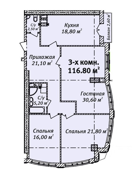 3-комнатная 116.8 м² в ЖК Бельэтаж. Дом на Белинского от застройщика, Одесса