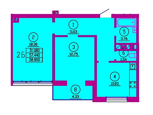 2-комнатная 58.9 м² в ЖК Варшавський от 14 200 грн/м², г. Ковель