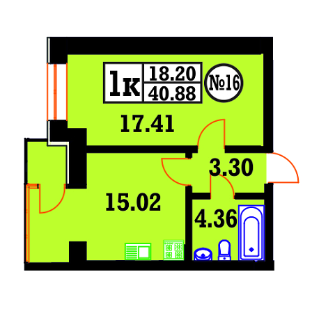 1-кімнатна 40.88 м² в ЖК Вінницький від 8 700 грн/м², Хмельницький