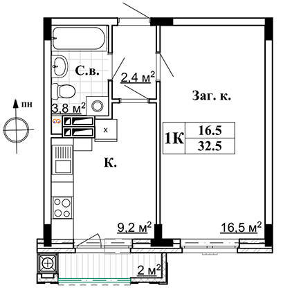 1-комнатная 32.5 м² в ЖК Чемпион. Голосеево от застройщика, Киев