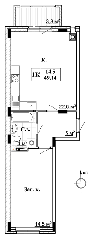 1-комнатная 49.14 м² в ЖК Чемпион. Голосеево от застройщика, Киев