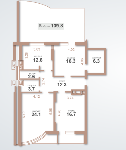 3-комнатная 109.8 м² в ЖК Воскресенский от застройщика, Киев