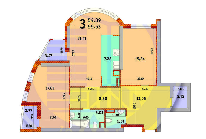 3-комнатная 99 м² в ЖК Воссоединения, 21В от 19 280 грн/м², Киев