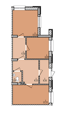 3-комнатная 54.39 м² в ЖК Схід Сонця от застройщика, Львов