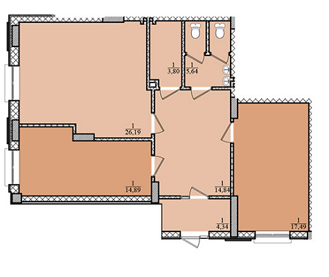 3-кімнатна 87.21 м² в ЖК Схід Сонця від забудовника, Львів