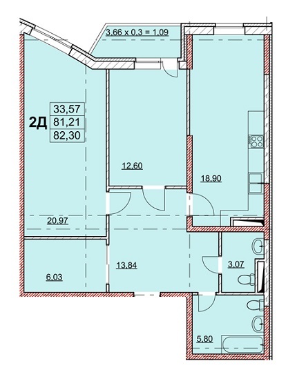 2-комнатная 82.3 м² в ЖК Гагаринский от 21 780 грн/м², Одесса