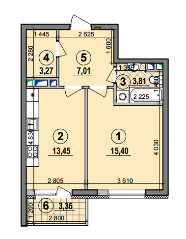 1-комнатная 42.94 м² в ЖК Галактика от 21 440 грн/м², Киев