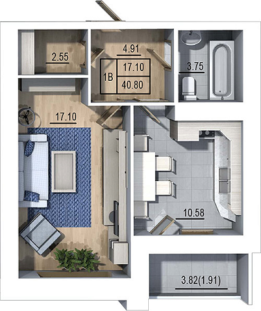 1-кімнатна 40.8 м² в ЖК Гармонія від 12 500 грн/м², Львів