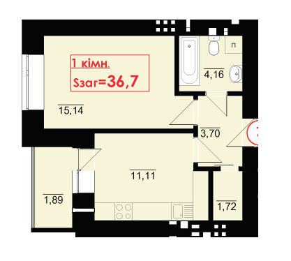 1-комнатная 36.7 м² в ЖК Галицкая Академия от 11 000 грн/м², Ивано-Франковск