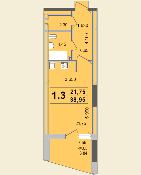 1-комнатная 38.95 м² в КД Гоголевская, 47 от 56 490 грн/м², Киев