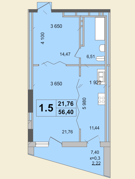 1-комнатная 56.4 м² в КД Гоголевская, 47 от 56 490 грн/м², Киев