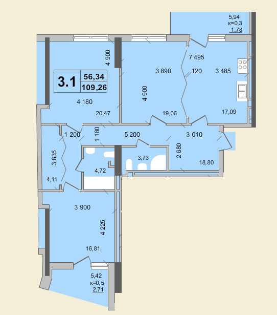 3-кімнатна 109.26 м² в КБ Гоголівська, 47 від 56 700 грн/м², Київ