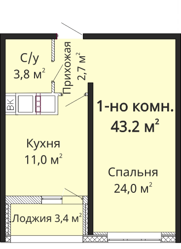1-кімнатна 43.2 м² в ЖК Горизонт від 20 000 грн/м², Одеса