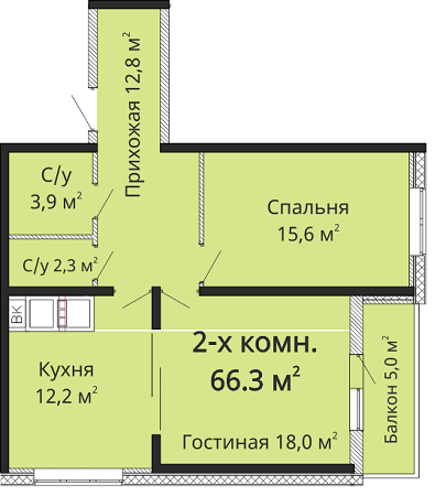 2-комнатная 66.3 м² в ЖК Горизонт от 19 650 грн/м², Одесса