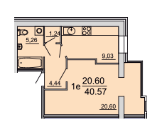 1-кімнатна 40.57 м² в ЖК Династія від 12 500 грн/м², Вінниця