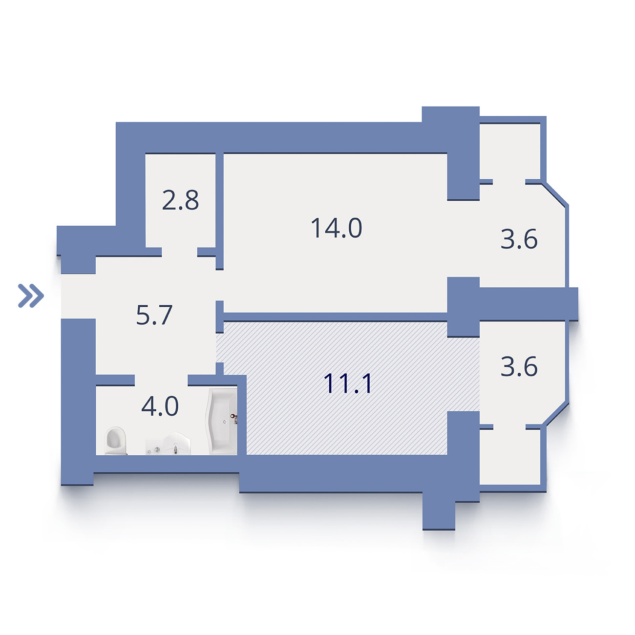 1-комнатная 43.36 м² в ЖК Дипломат от застройщика, г. Ирпень