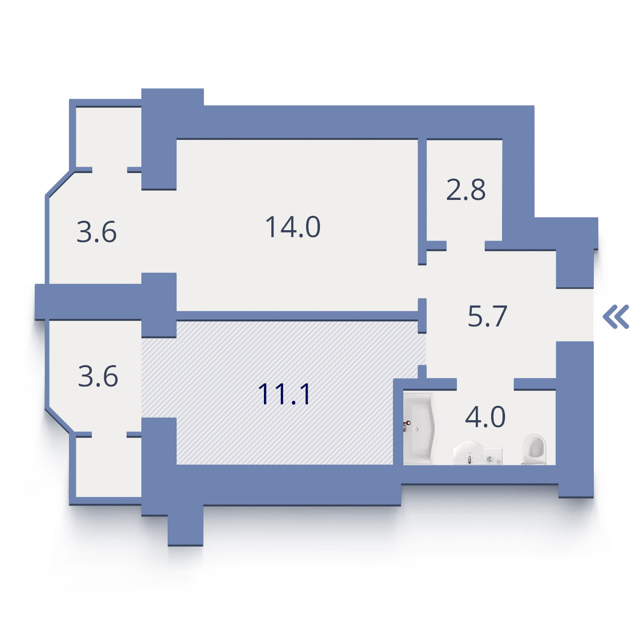 1-комнатная 43.36 м² в ЖК Дипломат от застройщика, г. Ирпень