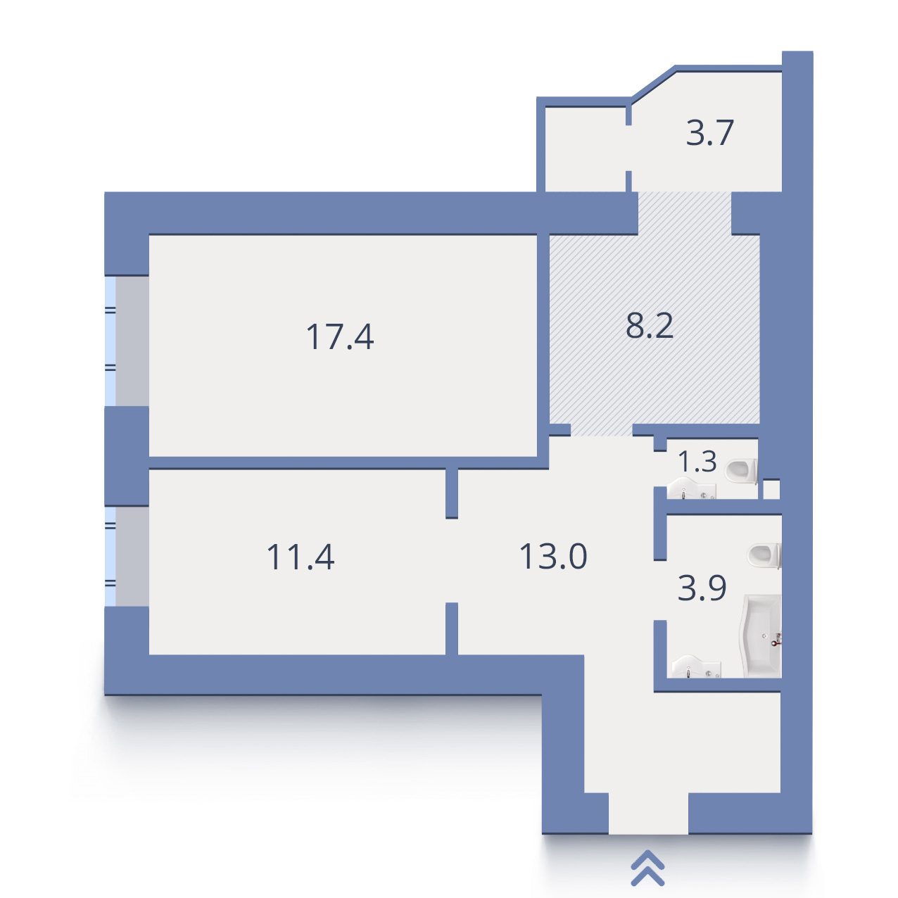 2-комнатная 58.16 м² в ЖК Дипломат от застройщика, г. Ирпень