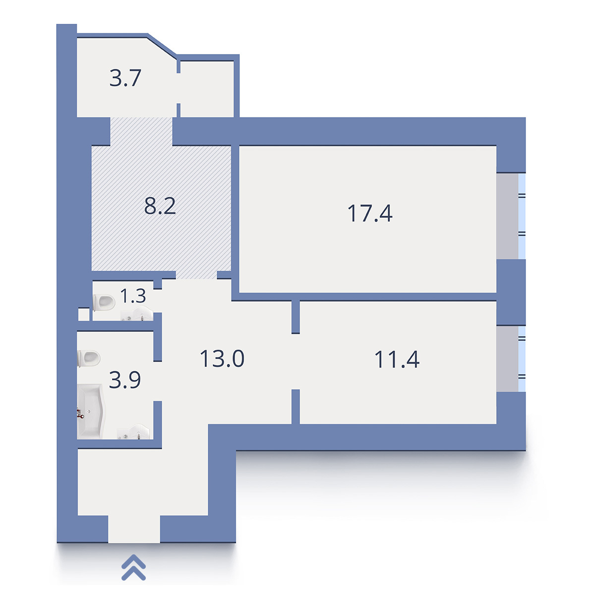 2-комнатная 58.16 м² в ЖК Дипломат от застройщика, г. Ирпень