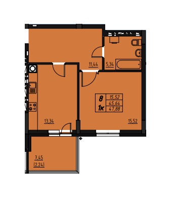 1-кімнатна 47.88 м² в ЖК Будинок на Калнишевського від 15 820 грн/м², Львів