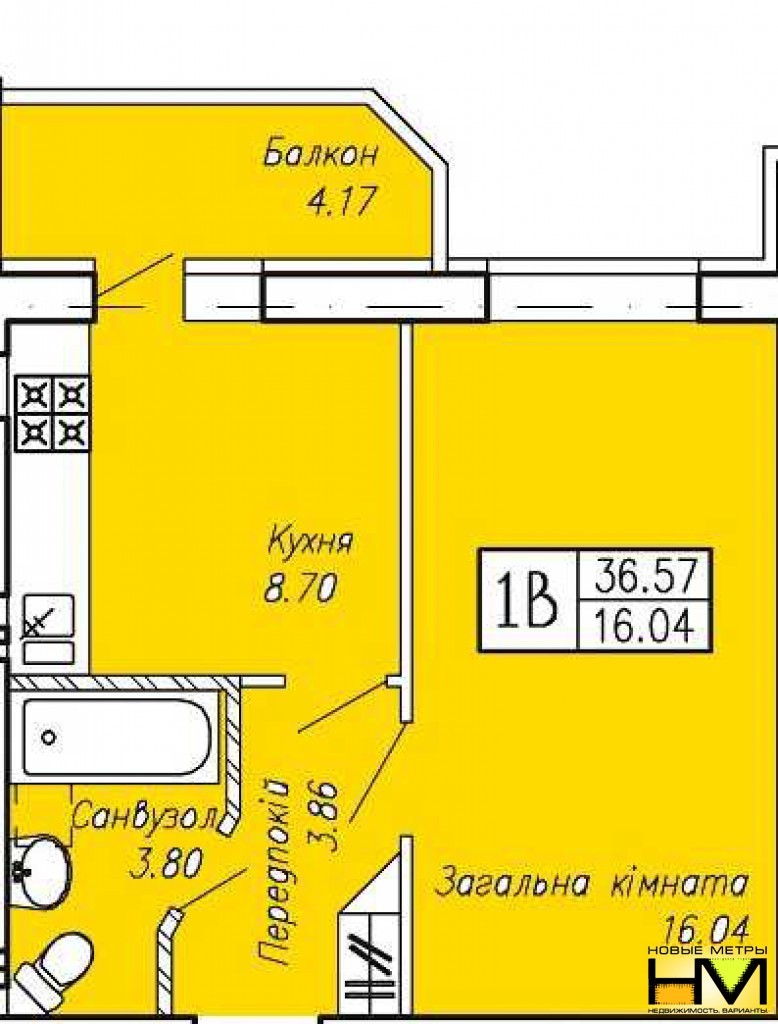 1-комнатная 36.57 м² в ЖК Позитив от 12 000 грн/м², г. Ирпень