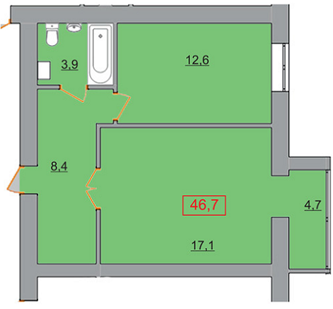 1-кімнатна 46.7 м² в ЖК Європейський від забудовника, Ужгород