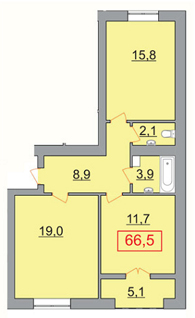 2-комнатная 66.5 м² в ЖК Европейский от застройщика, Ужгород