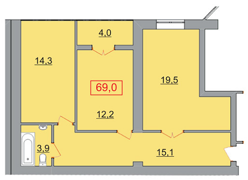 2-комнатная 69 м² в ЖК Европейский от застройщика, Ужгород