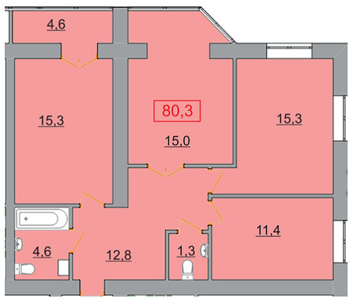 3-кімнатна 80.3 м² в ЖК Європейський від 11 080 грн/м², Ужгород