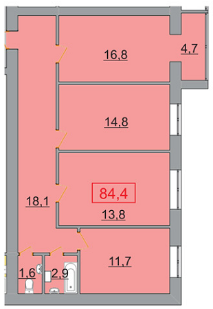 3-комнатная 84.4 м² в ЖК Европейский от 11 080 грн/м², Ужгород